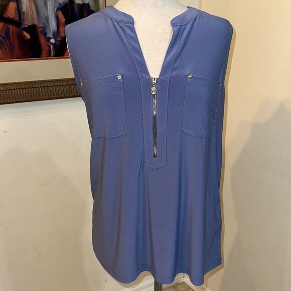 Anne Klein Blue Women's Top with Zipper Detail Size XL - Picture 3 of 9